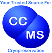 Blue cryopreservation logo with overlapping circles.